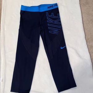 Small Blue Nike Pro Hyper Cool Cropped Pants